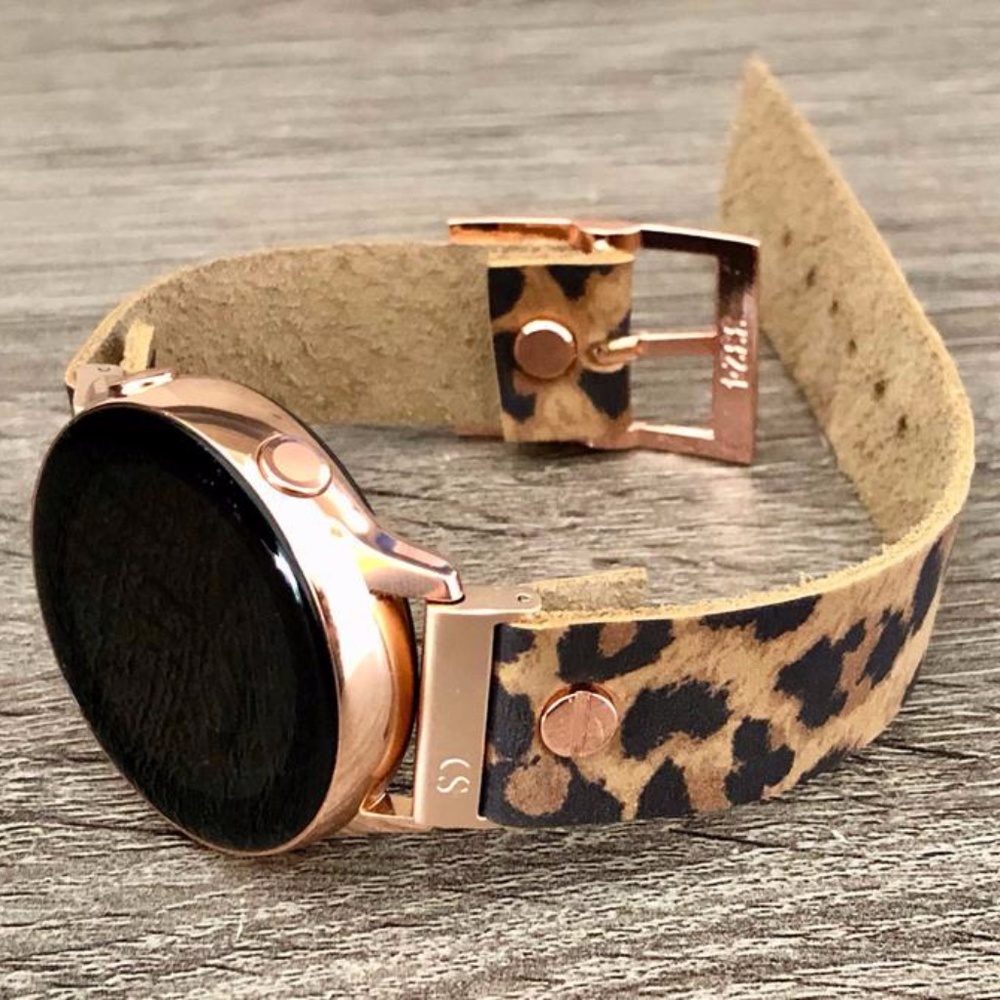 Leopard Leather Band for Galaxy Watch Active 40mm